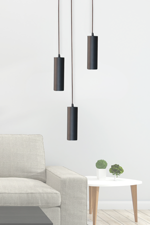 Bella Avize Modern Metal 3’lü  Sarkıt Siyah Gövde  Ampüllü Tasarım Lüks Avize Aydınlatma