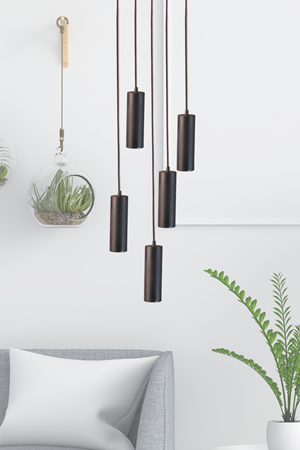 Bella Avize Modern Metal 5’li Siyah Gövde  Ampüllü Tasarım Lüks Avize Aydınlatma