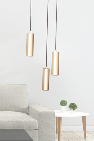 Bella Avize Modern Metal 3’lü  Sarkıt Sarı-Siyah Gövde  Ampüllü Tasarım Lüks Avize Aydınlatma