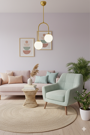 Mira Avize Modern Metal 2’li Sarı Avize Beyaz Renk Cam Başlıklı Salon & Yatak Odası Aydınlatması