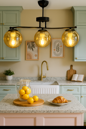 Galaksi Modern Tasarım Siyah 3'li Bal Camlı Metal Gövde Avize | Salon, Yatak Odası ve Mutfak İçin