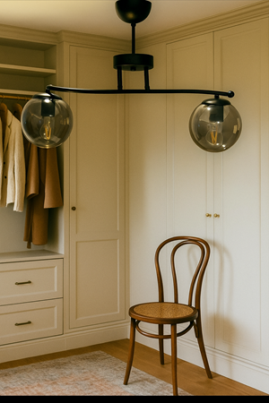 Galaksi Modern Tasarım Siyah 2'li Füme Camlı Metal Gövde Avize | Salon, Yatak Odası ve Mutfak İçin