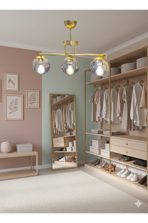 Galaksi Modern Tasarım Sarı 3'li Füme Camlı Metal Gövde Avize | Salon, Yatak Odası ve Mutfak İçin