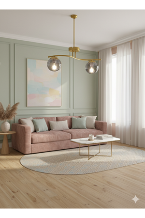 Galaksi Modern Tasarım Sarı 2'li Füme Camlı Metal Gövde Avize | Salon, Yatak Odası ve Mutfak İçin