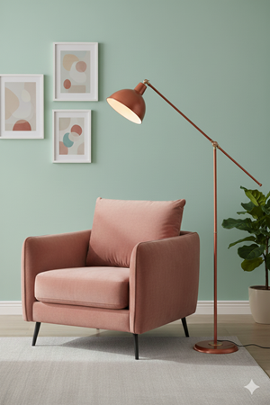 Ventola Bakır Lambader Hareketli-Mafsallı Başlık ve Gövde Modern Dekoratif Metal Tasarım Aydınlatma