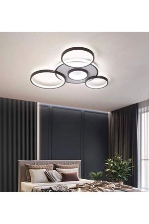 Yaman Modern Tasarım Siyah Renk Beyaz Ledli Cafe - Mutfak - Salon Led Avize