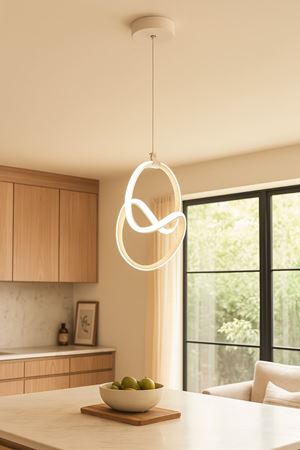 Doruk Beyaz Renk Modern Tasarım Salon Mutfak Hol Beyaz Led Sarkıt Avize