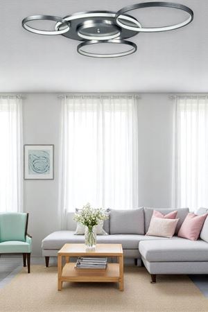 Yaman Modern Tasarım Gri Renk Beyaz Ledli Cafe - Mutfak - Salon Led Avize