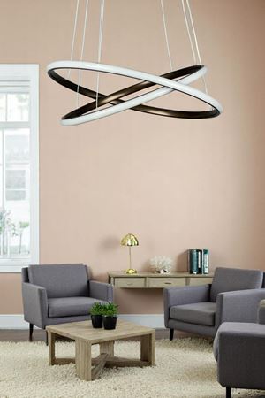 Rings 2'li Bronz Renk Modern Tasarım - Yatak Odası - Salon - Çocuk Odası - Mutfak Beyaz Ledli Avize