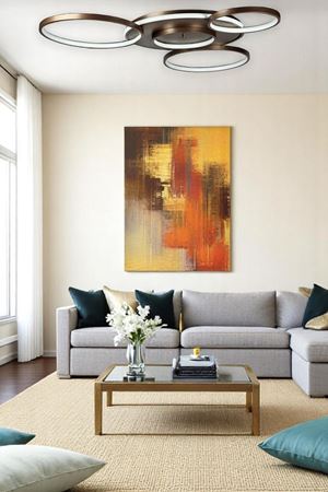 Yaman Modern Tasarım Kahverengi Beyaz Ledli Cafe - Mutfak - Salon Led Avize