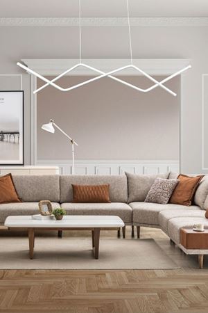 Utku Modern Tasarım Beyaz Renk Yemek Masası Üstü - Mutfak - Salon Beyaz Led 2 Li Avize