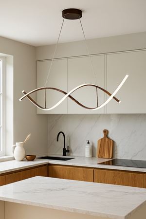 Lumora Kahverengi Modern Tasarım Beyaz Ledli Cafe - Mutfak - Salon 2 Li Led Avize