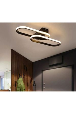 Zzez Siyah Renk Modern Tasarım Beyaz Ledli Cafe - Mutfak - Salon 2 Li Led Avize