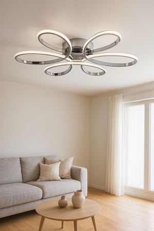 Krom Renk Modern Tasarım Yatak Odası - Salon - Mutfak Gün Işığı Ve Beyaz Led Avize