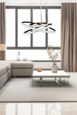 Rings Modern Tasarım Kahverengi - Yatak Odası - Salon - Çocuk Odası - Mutfak Beyaz Led 3 Lü Avize