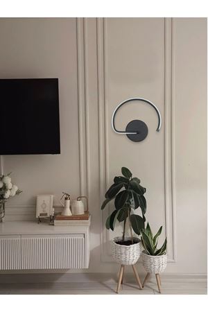 Gigi Aplik Modern Tasarım Siyah Renk - Gün Işığı Ledli Banyo - Mutfak - Salon Led Duvar Aplik