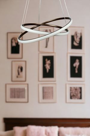 Rings Modern Tasarım Kahverengi - Yatak Odası - Salon - Çocuk Odası - Mutfak Beyaz Led 2 Li Avize