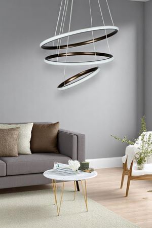 Rings 3'Lü Modern Tasarım Bronz Renk - Yatak Odası - Salon - Çocuk Odası - Mutfak Beyaz Ledli Avize