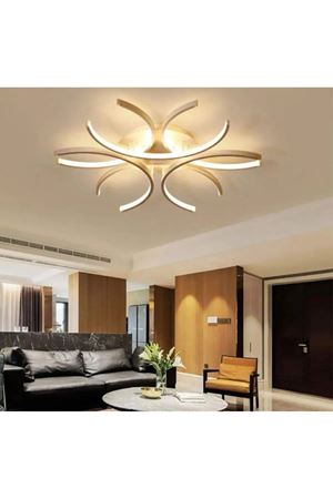 Levora Modern Tasarım - Salon - Mutfak - Yatak Odası Eskitme Renk Beyaz Işıklı Led Avize