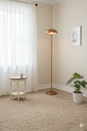 Venus Bakır Lambader Hareketli Başlık Modern Dekoratif Metal Tasarım Şık Yerden Aydınlatma Lambası