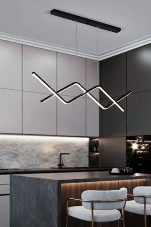 Utku Modern Tasarım Siyah Renk Yemek Masası Üstü - Mutfak - Salon Beyaz Led 2 Li Avize