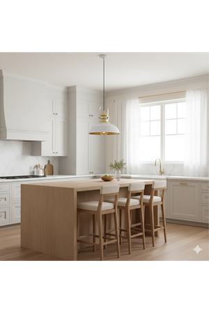  Otto Beyaz Sarı Tekli Metal Sarkıt Avize