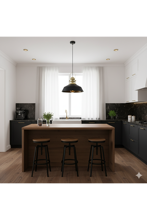 Otto Siyah Sarı Tekli Metal Sarkıt Avize