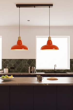 Luzarana Sidney Sıralı 2 Li Metal Gövde Turuncu Renkli  Avize Sarkıt Salon Mutfak Ofis Cafe Butik Lamba Aydınlatma Avizeler 