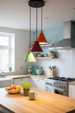 Luzarana Kuki 3 Lü Metal Gövde Karma Renkli Avize Sarkıt Salon Mutfak Ofis Cafe Butik Lamba Aydınlatma Avizeler