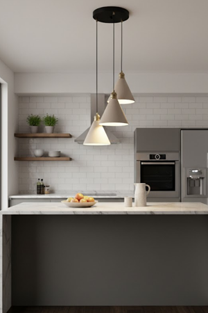 Luzarana Kuki 3 Lü Metal Gövde Krem Renkli Avize Sarkıt Salon Mutfak Ofis Cafe Butik Avize