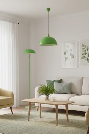 Luzarana Porto Metal Gövde Yeşil Renkli Tekli Avize Sarkıt Salon Mutfak Ofis Cafe Butik Lamba Aydınlatma Avizeler