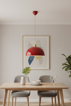 Luzarana Porto Metal Gövde Bordo Renkli Tekli Avize Sarkıt Salon Mutfak Ofis Cafe Butik Lamba Aydınlatma Avizeler