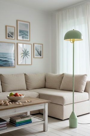 Toms Yeşil Lambader  Modern Dekoratif Metal Tasarım Şık Yerden Aydınlatma Lambası