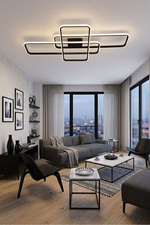Tetri Modern Tasarım Siyah Renk Yemek Masası Üstü - Mutfak - Salon Beyaz Işıklı Led Avize