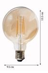 HEKA  E27  8 Watt Gün Işığı  Dimerli Tip Filament Edison Tip Rustik Top LED Ampül (750 lümen)