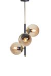 Perla 3 Lü Siyah-Gold Metal Gövde Bal Camlı Tasarım Lüx Avize