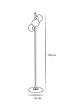 Perla Siyah -Gold Metal Gövde Bal Camlı Tasarım Lüx Yerden Aydınlatma Lambader