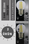 Luzarana  2 ADET  E27 G45  - 6 Watt Beyaz Işık 690 lümen - Filament Edison Tip Rustik LED Top Ampül