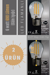 Luzarana   2 ADET  E27 G45 -6 Watt Gün ışığı 690 Lümen - Filament Edison Tip Rustik LED Top Ampül 
