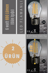 Luzarana   2 ADET  E27 G45 -6 Watt Gün ışığı 690 Lümen - Filament Edison Tip Rustik LED Top Ampül