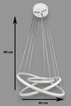 Rings Modern Tasarım Beyaz Renk - Yatak Odası - Salon - Çocuk Odası - Mutfak Beyaz Led 3 Lü Avize