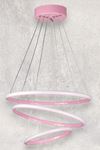 Rings Modern Tasarım Pembe Renk - Yatak Odası - Salon -Çocuk Odası - Mutfak Beyaz Led 3 Lü Avize