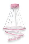 Rings Modern Tasarım Pembe Renk - Yatak Odası - Salon -Çocuk Odası - Mutfak Beyaz Led 3 Lü Avize