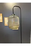 Luster Siyah Lambader Metal Gövde Üfleme Camlı Dekoratif Metal Tasarım Şık Yerden Aydınlatma     