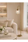 Luster Eskitme Lambader Metal Gövde Üfleme Camlı Dekoratif Metal Tasarım Şık Yerden Aydınlatma     
