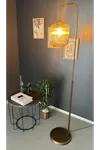 Luster Eskitme Lambader Metal Gövde Üfleme Camlı Dekoratif Metal Tasarım Şık Yerden Aydınlatma     