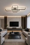 Tetri Modern Tasarım Siyah Renk Yemek Masası Üstü - Mutfak - Salon Beyaz Işıklı Led Avize