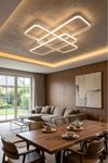 Tetri Modern Tasarım Beyaz Renk Yemek Masası Üstü - Mutfak - Salon Beyaz Işıklı Led Avize