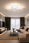 Tetri Modern Tasarım Gri Renk Yemek Masası Üstü - Mutfak - Salon Beyaz Işıklı Led Avize
