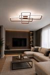 Tetri Modern Tasarım Kahverengi Renk Yemek Masası Üstü - Mutfak - Salon Beyaz Işıklı Led Avize